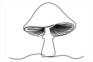 Mushroom icon outline art illustration continuous one line art drawing and minimalist design vector