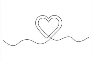 Heart symbol continuous single line hand drawn to outline art illustration vector