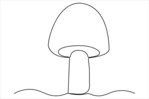 Simple illustration of Mushroom shape continuous one line art outline vector