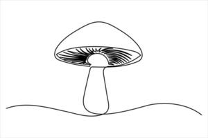 Mushroom illustration continuous single line drawing Mushroom icon outline illustration vector