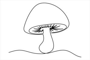 Continuous one line art drawing of Mushroom concept outline art illustration vector