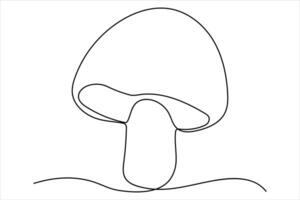 Mushroom single line art drawing continuous art isolated on white minimalist style vector