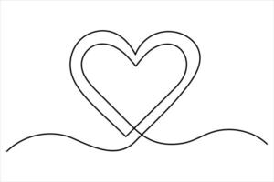 Heart symbol continuous one line art drawing of heart symbol design outline vector