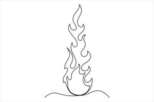 Fire flame. Bonfire concept concept single line a white background vector