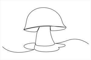 Mushroom continuous one line art drawing of Mushroom design outline art illustration vector