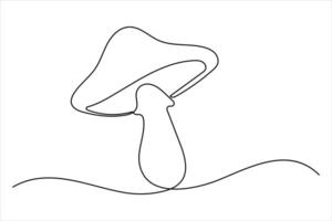 Continuous Mushroom one line hand draw sketch and outline art illustration of minimalist vector