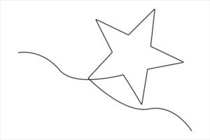 Continuous single line of Star drawing outline art illustration vector