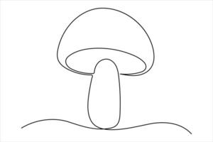 Mushroom continuous one line art drawing of isolated outline illustration vector