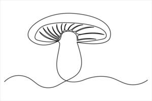 One continuous line drawing of Mushroom Hand drawn minimalism design art illustration vector