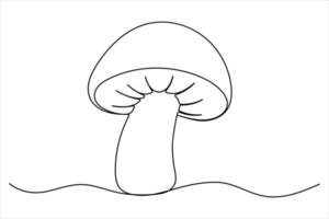 Continuous single line art drawing of Mushroom icon vector
