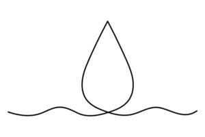 Continuous one line drawing of Water drop line icon. rain drop icon outline art illustration vector