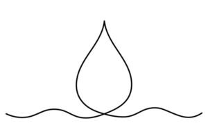 Continuous one line drawing of Water drop line icon. rain drop icon art illustration vector