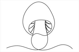 Mushroom continuous one line art drawing and Mushroom icon simple outline art illustration vector