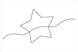 Continuous one line Star symbol outline art illustration vector
