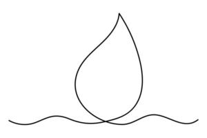 Continuous one line drawing of Water drop line icon. rain drop icon isolated on white background outline art illustration vector
