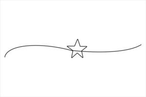 Continuous one line drawing Star concept single line outline art illustration vector