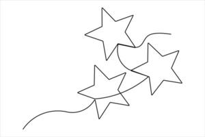 Star continuous one line drawing hand draw doodle art illustration vector