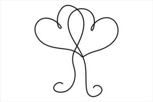 Heart continuous one line art drawing vector