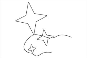 Continuous one line Star outline hand drawn symbol art illustration vector