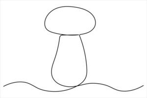 Mushroom continuous single line art Mushroom concept outline art illustration vector