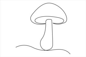 Continuous one single line drawing of Nature mushroom art illustration vector