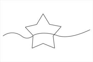 Continuous one line Star outline hand drawn symbol art illustration vector