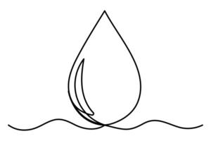 Continuous one-line Water drop line icon. rain drop icon outline art illustration for minimalist and modern designs vector