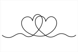 Heart continuous single line art drawing Minimalistic Doodle art illustration vector