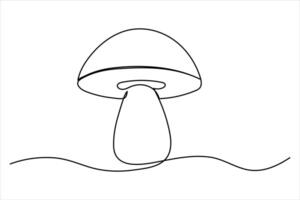 Mushroom continuous single line art drawing of concept doodle style outline art illustration vector