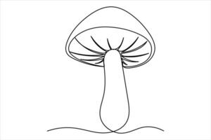 Continuous one line mushroom hand drawn outline art doodle minimalist design vector