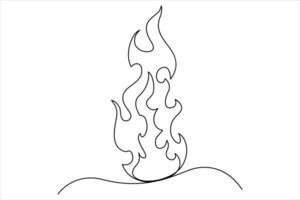 Continuous one linefire flame. Bonfire concept single line outline art illustration vector