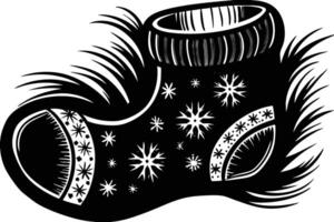 festive Christmas stocking with snowflake. vector