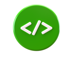 Code icon programing button 3d html sign png