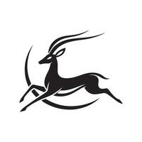 an image of a black and white gazelle running vector