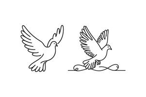 two doves flying over a branch vector