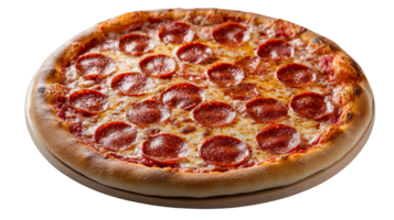 Delicious pepperoni pizza with golden crust and melted cheese png