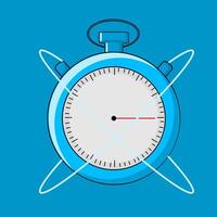 A stopwatch on a blue background with a circle around it vector