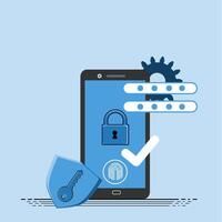 Stock illustration Data protection. Security system on smart phone. part 1 vector