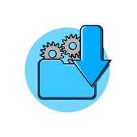 An icon of a folder with gears and an arrow vector
