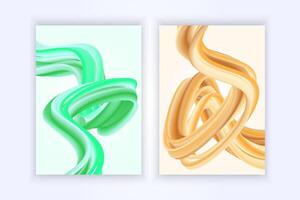 cover design background with liquid abstract wavy colorful gradient green and orange vector