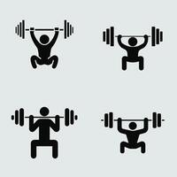 Four Stick Figure Icons Depicting Weightlifting Exercises vector