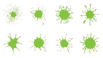 A collection of eight paint splatters isolated on a white background. vector