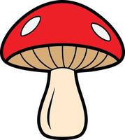 mushroom with a red cap and white dots vector