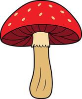 A cartoon mushroom with a red cap vector