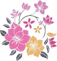 Beautiful flowers and leaves vector