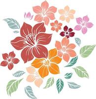 Set decorations of flowers with leaves vector