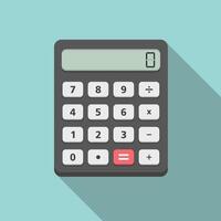 Calculator with long diagonal shadow, flat design vector