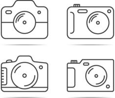 4 Camera line icons on white background vector