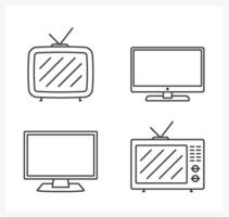 Retro and modern TV line icons vector
