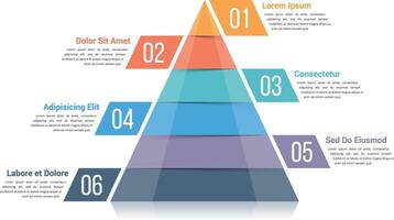 Pyramid infographic template with six elements vector